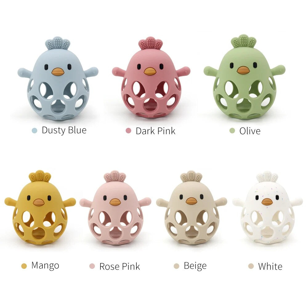 Silicone Cartoon Chick Baby Teether - Hollow Design for Chewing Training and Care