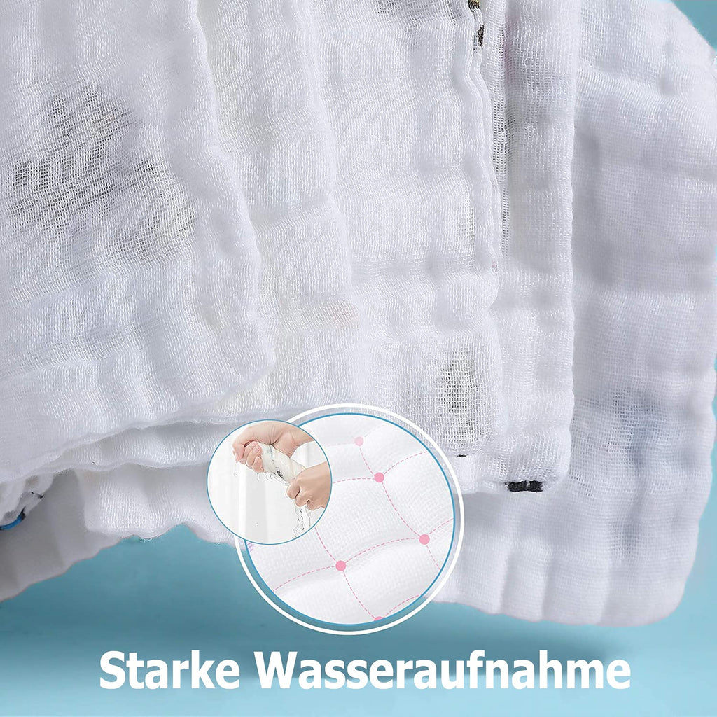 Premium Muslin Washcloths and Towels for Newborns - 10-Pack, 10x10 Inches - Ideal for Sensitive Skin and Baby Shower Gifts