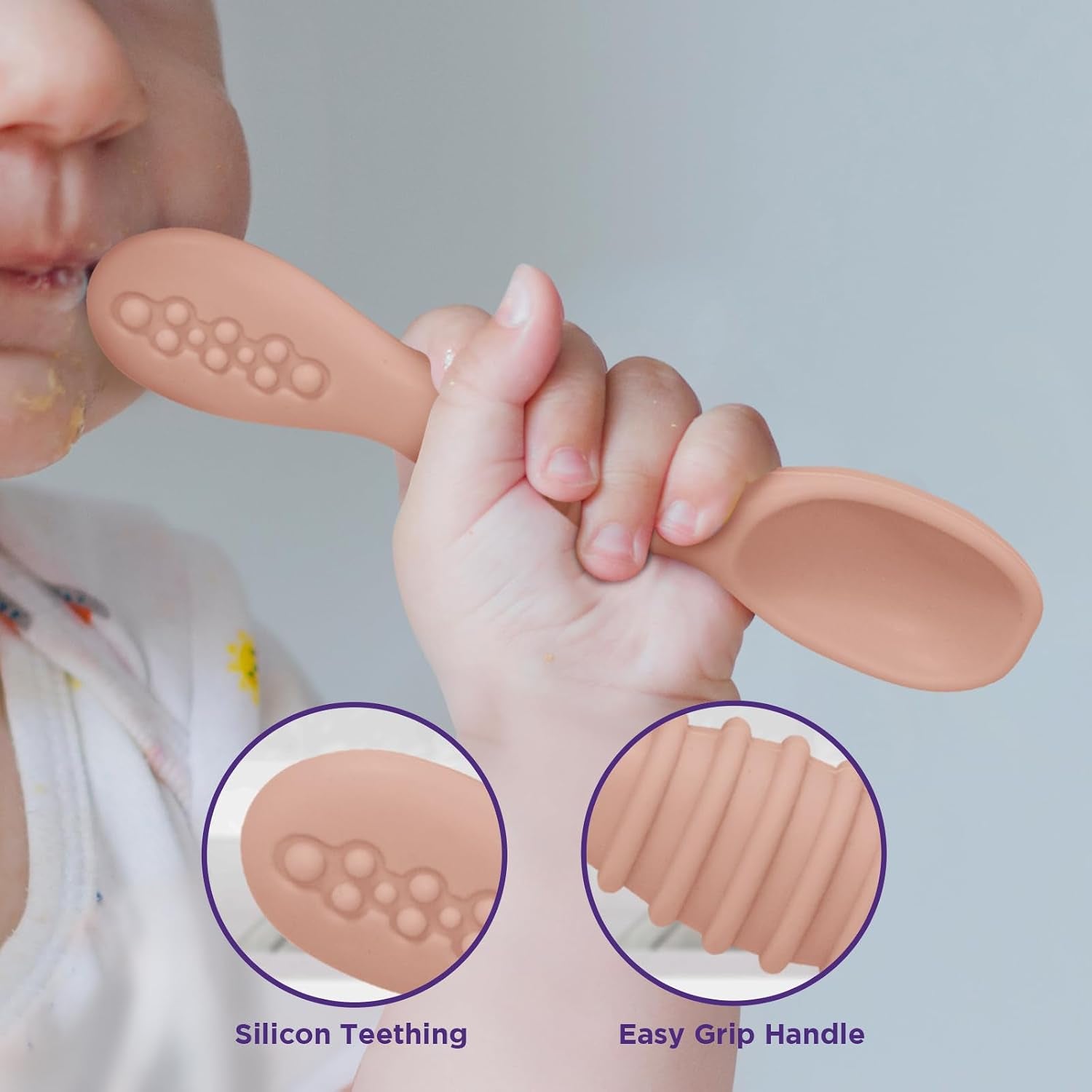 Silicone Baby Spoon Set - First Stage Feeding Utensils for Baby Led Weaning, Gum-Friendly, BPA & Phthalate Free
