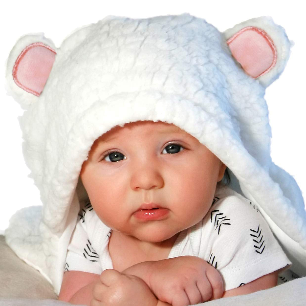 Organic Cotton Baby Swaddle Blanket - Adorable Bear Design, Soft Plush Sherpa Wrap for Newborn Girls, Pink, 0-3 Months, Ideal Registry Gift