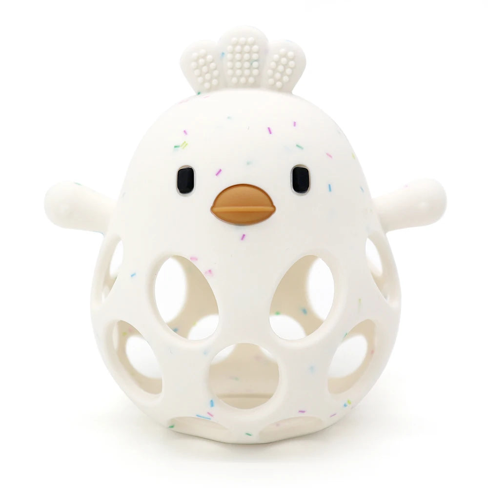 Silicone Cartoon Chick Baby Teether - Hollow Design for Chewing Training and Care