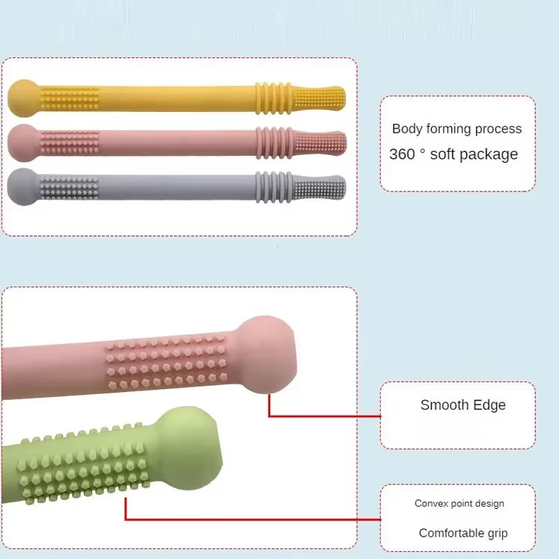Silicone Baby Teether and Molar Straw - Safe Chewable Toy for Teething Infants