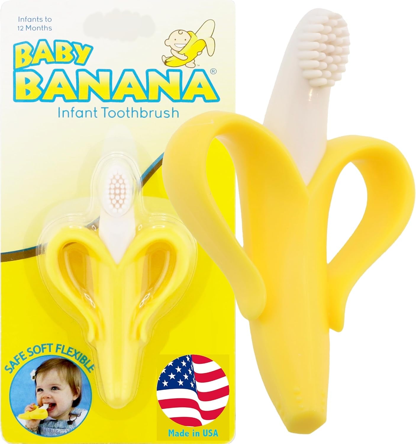 Original Banana Brush Toddler Toothbrush - Made in the USA by a Family-Owned Business