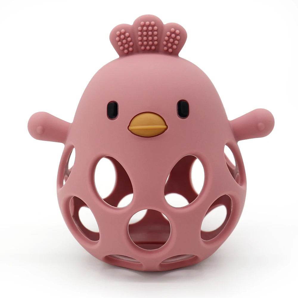Silicone Cartoon Chick Baby Teether - Hollow Design for Chewing Training and Care