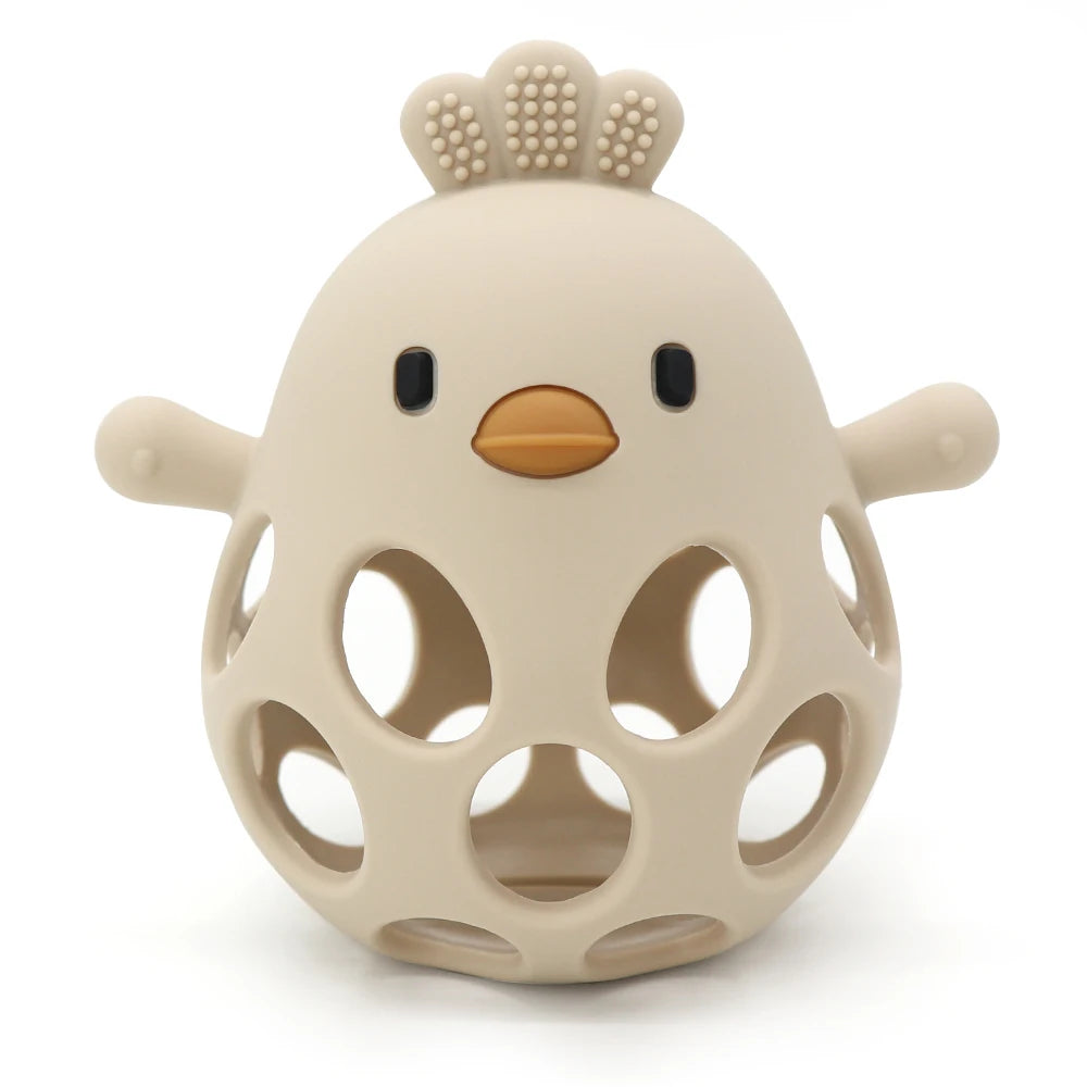 Silicone Cartoon Chick Baby Teether - Hollow Design for Chewing Training and Care