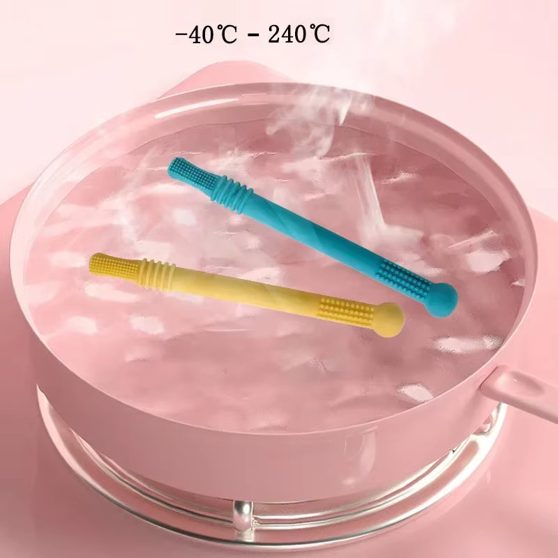 Silicone Baby Teether and Molar Straw - Safe Chewable Toy for Teething Infants