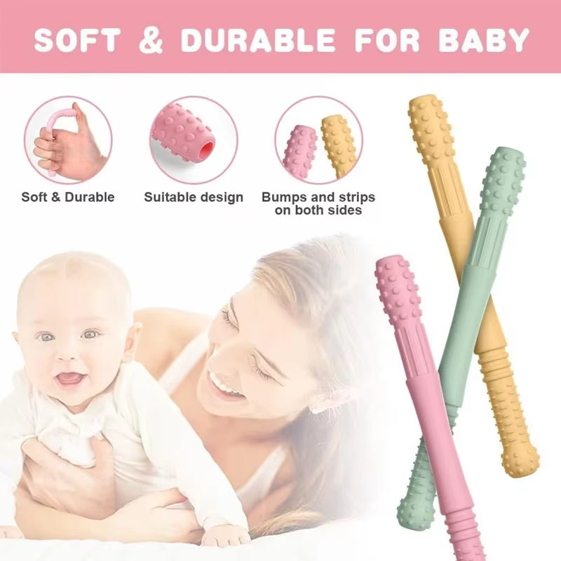 Silicone Baby Teether and Molar Straw - Safe Chewable Toy for Teething Infants