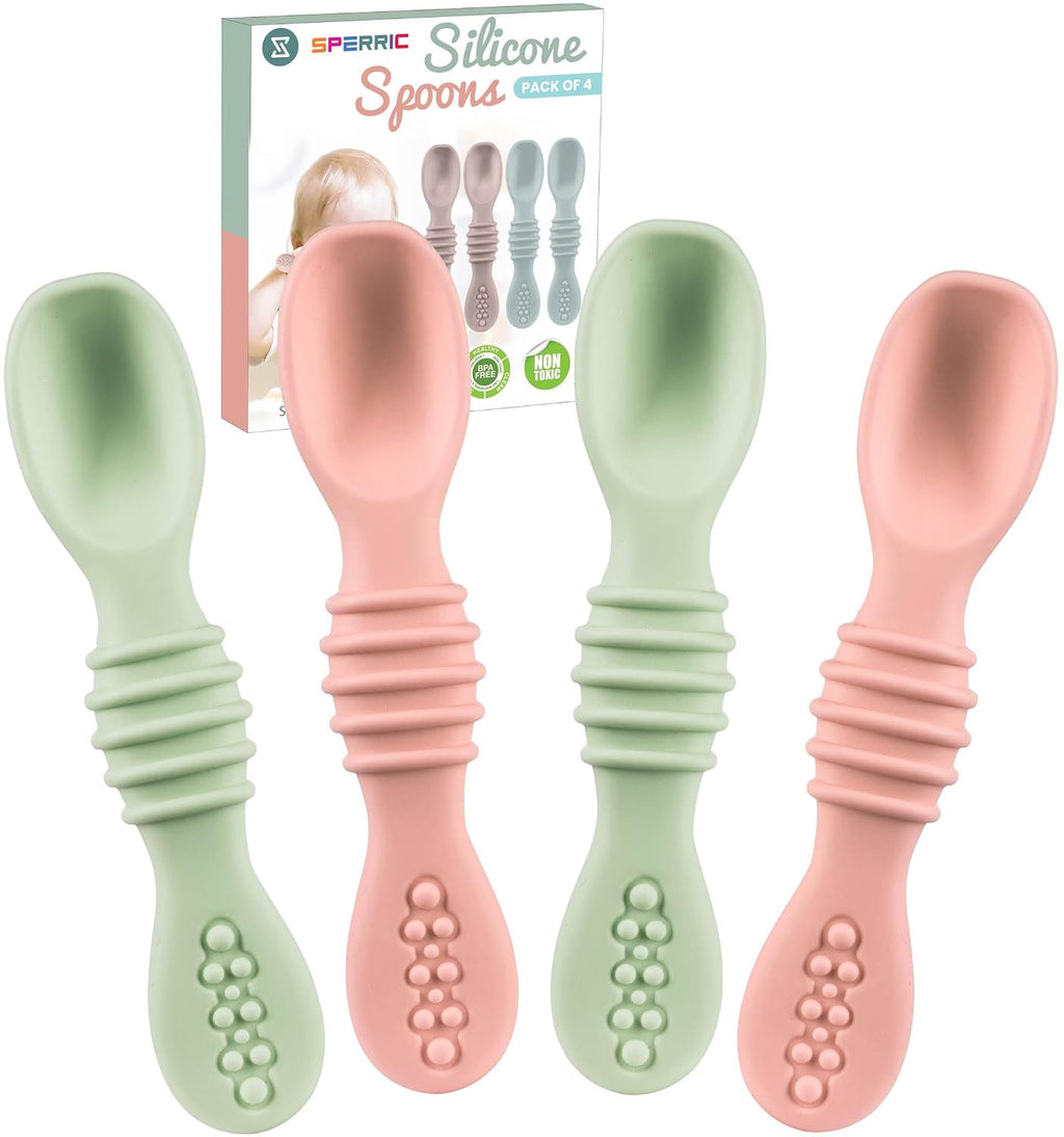 Silicone Baby Spoon Set - First Stage Feeding Utensils for Baby Led Weaning, Gum-Friendly, BPA & Phthalate Free