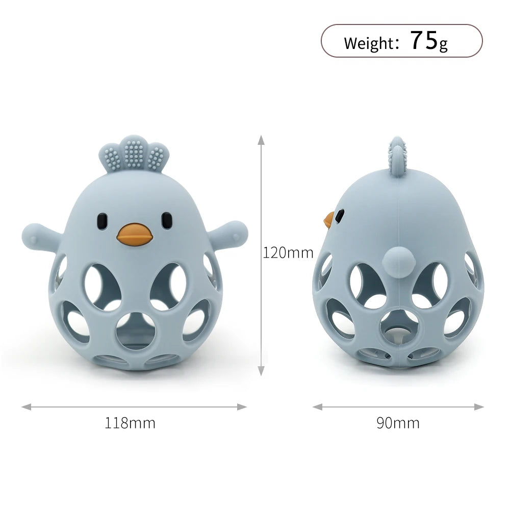 Silicone Cartoon Chick Baby Teether - Hollow Design for Chewing Training and Care