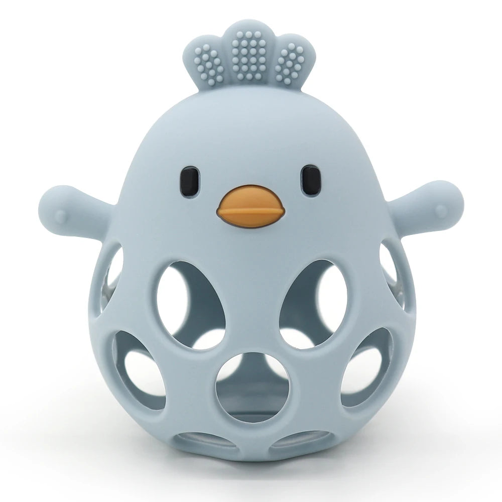 Silicone Cartoon Chick Baby Teether - Hollow Design for Chewing Training and Care