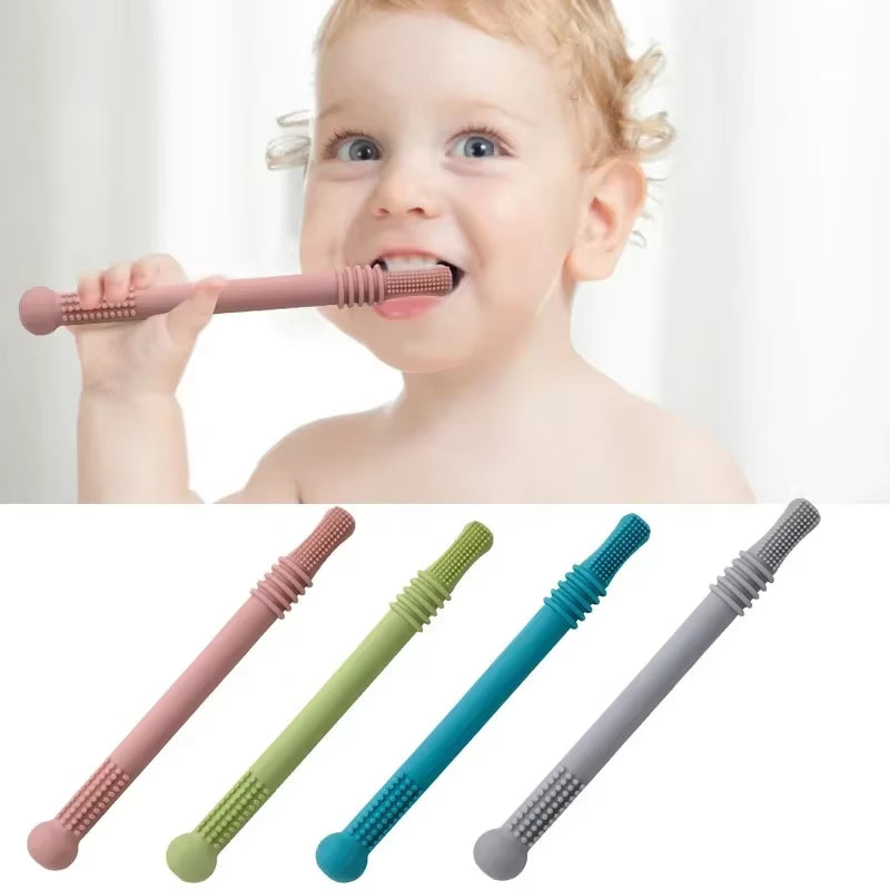 Silicone Baby Teether and Molar Straw - Safe Chewable Toy for Teething Infants