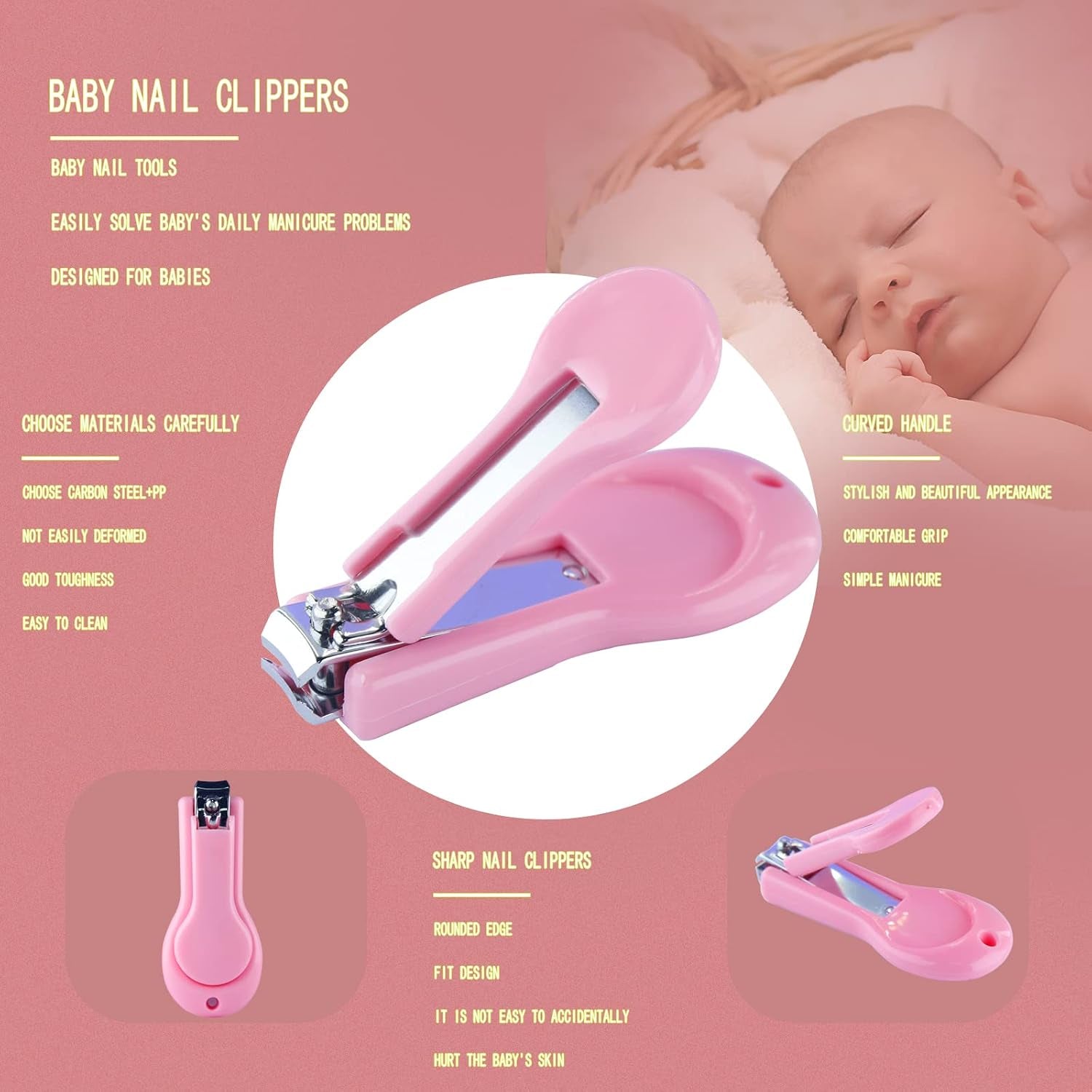 Comprehensive 10-in-1 Baby Grooming Kit for Newborns - Portable Care Essentials Including Nail Clippers, Comb, Brush, Ear Wax Removal Tool, and More (Pink)