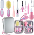 Comprehensive 10-in-1 Baby Grooming Kit for Newborns - Portable Care Essentials Including Nail Clippers, Comb, Brush, Ear Wax Removal Tool, and More (Pink)