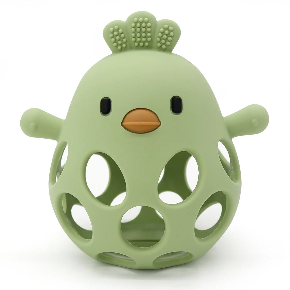 Silicone Cartoon Chick Baby Teether - Hollow Design for Chewing Training and Care