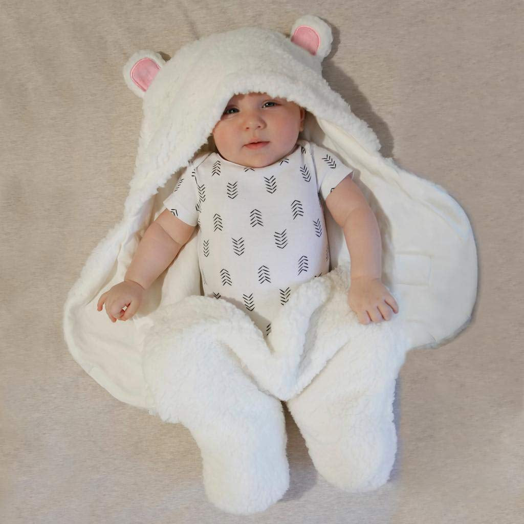 Organic Cotton Baby Swaddle Blanket - Adorable Bear Design, Soft Plush Sherpa Wrap for Newborn Girls, Pink, 0-3 Months, Ideal Registry Gift