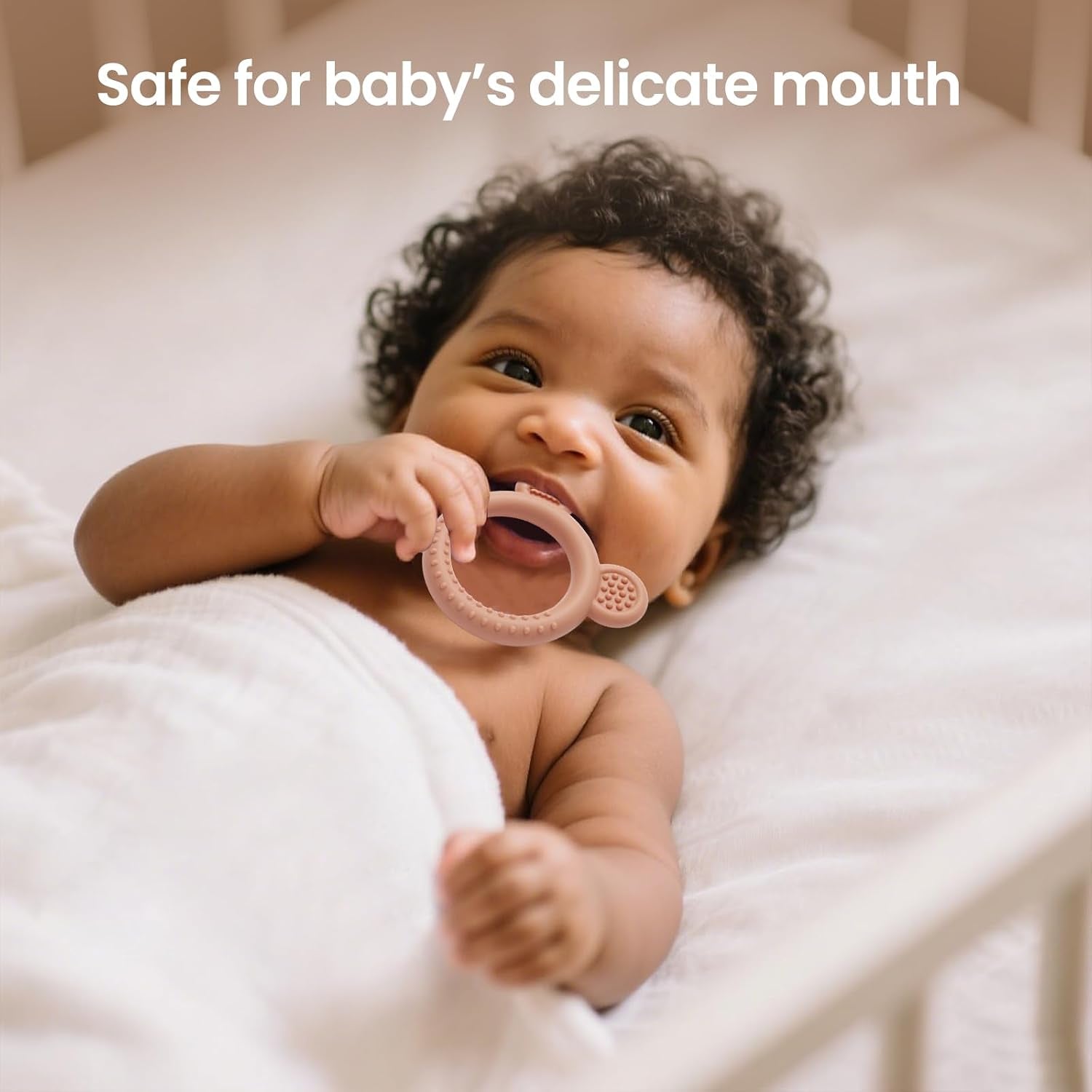 Bear Silicone Baby Teething Toys - 3 Pack, BPA Free, Suitable for Infants 3 Months and Older, Easy-Grasp Teething Rings for 3-12 Months, Effective Teething Relief