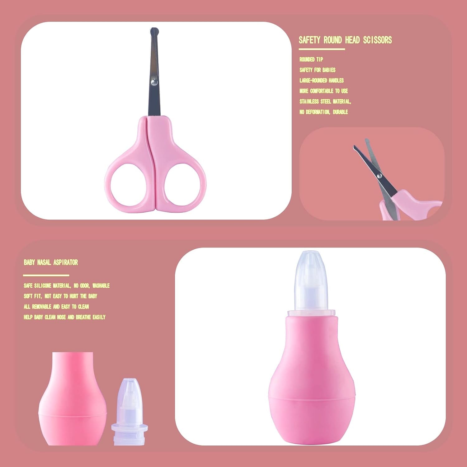 Comprehensive 10-in-1 Baby Grooming Kit for Newborns - Portable Care Essentials Including Nail Clippers, Comb, Brush, Ear Wax Removal Tool, and More (Pink)