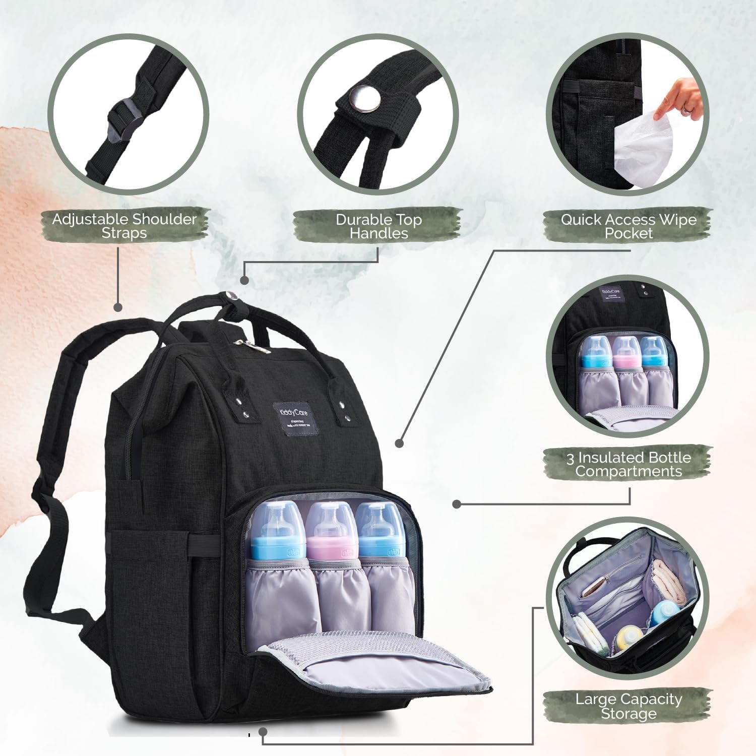 Diaper Bag Backpack with Changing Station | Multifunctional Waterproof Travel Bag for Moms | Spacious Unisex Gray Maternity Baby Bag