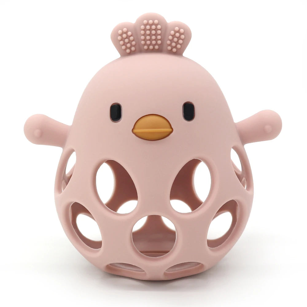 Silicone Cartoon Chick Baby Teether - Hollow Design for Chewing Training and Care