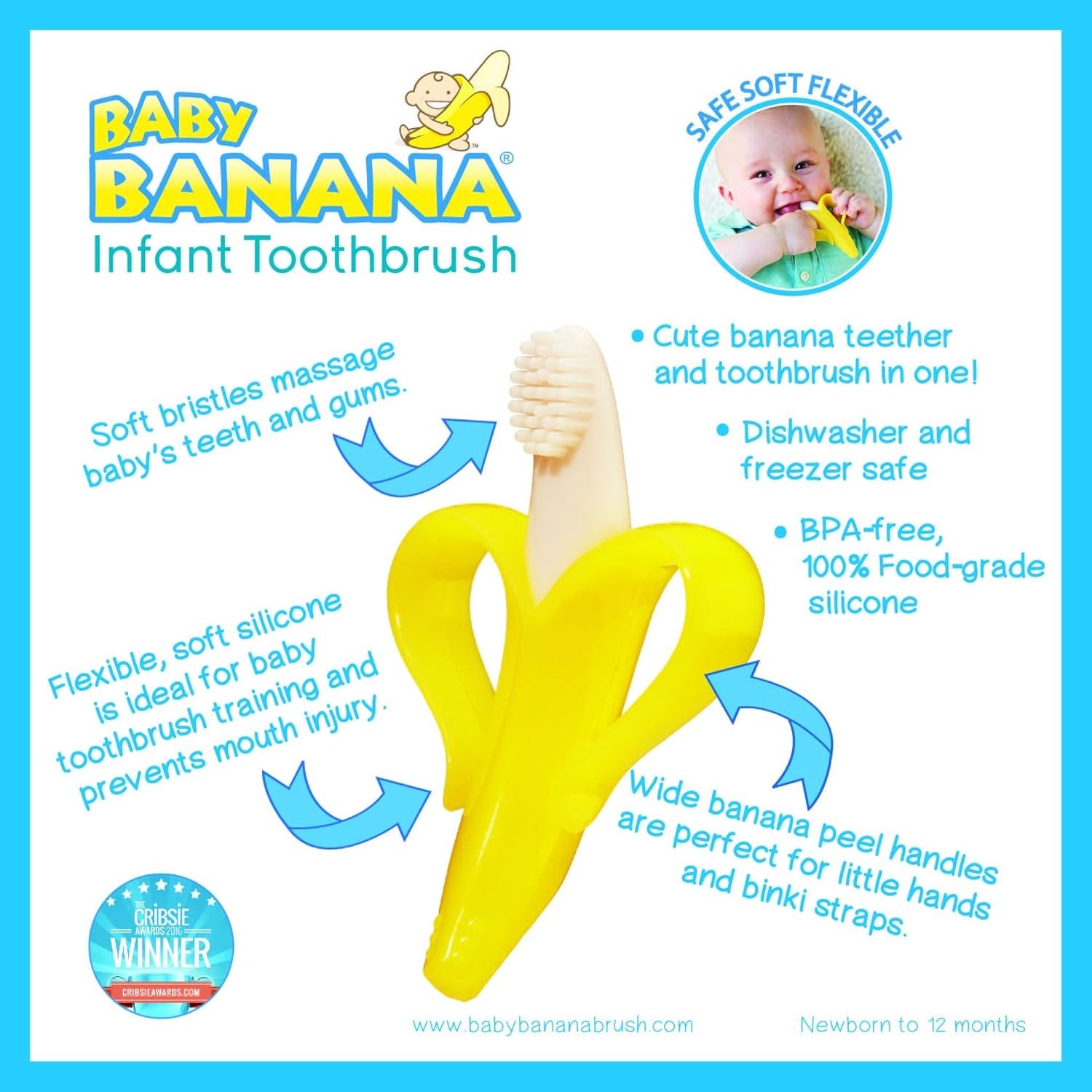Original Banana Brush Toddler Toothbrush - Made in the USA by a Family-Owned Business